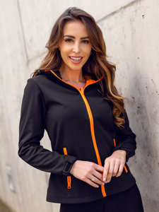 Chaqueta softshell de entretiempo para mujer color negro y naranja Bolf HH018