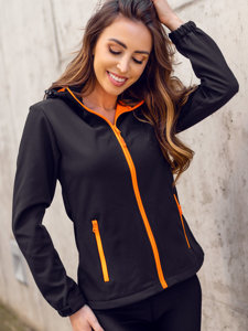 Chaqueta softshell de entretiempo para mujer color negro y naranja Bolf HH018