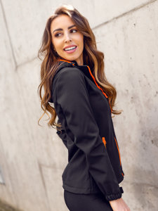 Chaqueta softshell de entretiempo para mujer color negro y naranja Bolf HH018