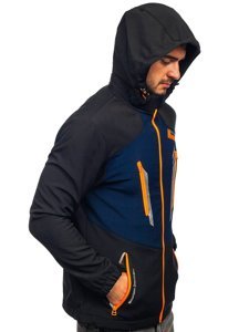 Chaqueta softshell para hombre color negro y azul oscuro Denley HH022