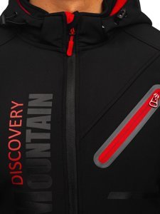 Chaqueta softshell para hombre color negro y rojo Denley HH023