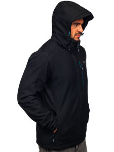 Chaqueta softshell para hombre negro y azul Bolf WX061