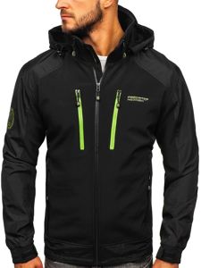 Chaqueta softshell para hombre negro y verde Bolf P191