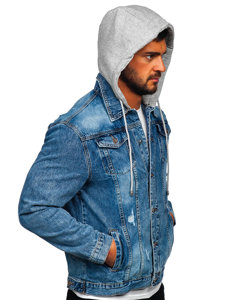 Chaqueta vaquera azul para hombre con capucha Bolf MJ505B