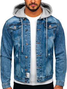 Chaqueta vaquera azul para hombre con capucha Bolf MJ505B