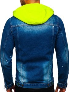 Chaqueta vaquera con capucha para hombre azul oscuro Bolf 1-2