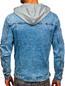 Chaqueta vaquera con capucha para hombre azul oscuro Bolf HY959