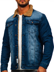 Chaqueta vaquera forrada para hombre azul oscuro Bolf MJ520BS