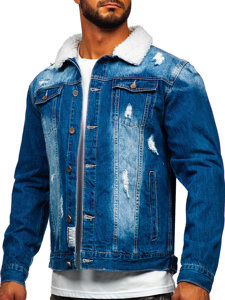 Chaqueta vaquera tipo trucker para hombre azul oscuro Bolf MJ502B