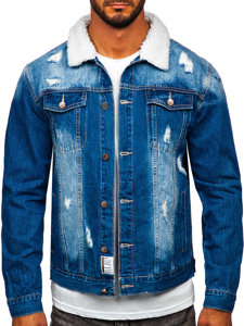 Chaqueta vaquera tipo trucker para hombre azul oscuro Bolf MJ502B