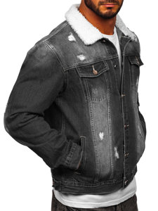 Chaqueta vaquera tipo trucker para hombre negro Bolf MJ502N