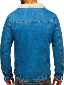 Chaqueta vaquera trucker aislante para hombre azul con cuello de borrego Bolf 1157