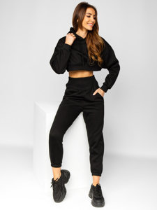 Conjunto de chándal oversize de dos piezas para mujer negro Bolf 8C68