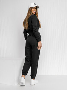 Conjunto de chándal oversize de dos piezas para mujer negro Bolf 8C78