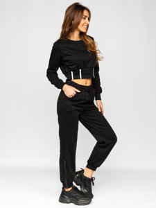 Conjunto de chándal oversize de dos piezas para mujer negro Bolf 8C78