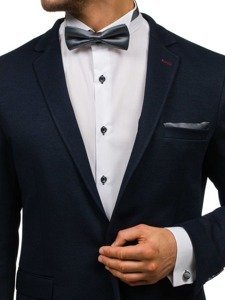 Conjunto de hombre: pajarita, gemelos, pañuelo gris oscuro Bolf MSP01