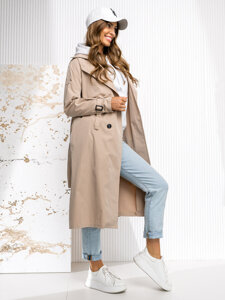 Gabardina trench abrigo largo para mujer beige Bolf 4494