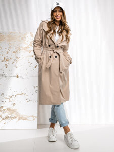 Gabardina trench abrigo largo para mujer beige Bolf 4494