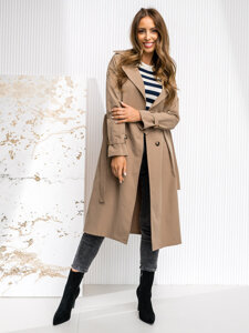 Gabardina trench abrigo largo para mujer capuchino Bolf 4494