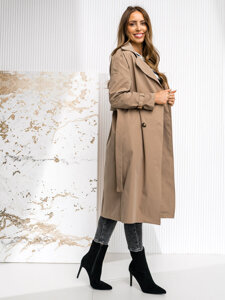 Gabardina trench abrigo largo para mujer capuchino Bolf 4494