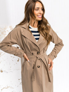 Gabardina trench abrigo largo para mujer capuchino Bolf 4494