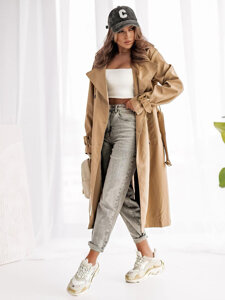 Gabardina trench abrigo para mujer beige Bolf DF7901