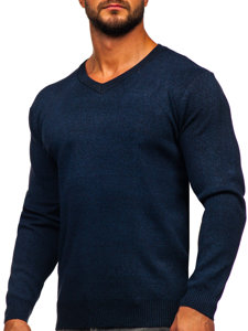 Jersey básico con escote de pico para hombre azul oscuro Bolf S8530