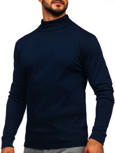 Jersey básico de cuello alto algodón para hombre azul tinta Bolf 535