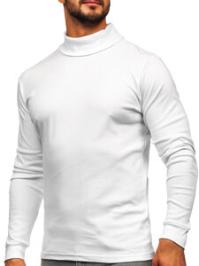 Jersey básico de cuello alto algodón para hombre blanco Bolf 535