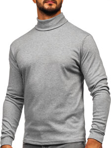 Jersey básico de cuello alto algodón para hombre gris Bolf 535