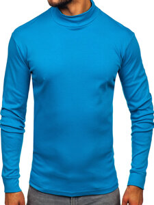 Jersey básico de cuello medio algodón para hombre azul Bolf 534