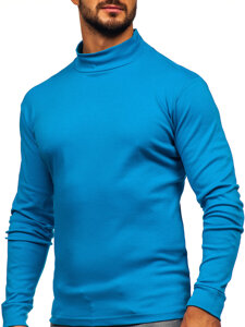 Jersey básico de cuello medio algodón para hombre azul Bolf 534