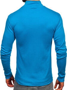 Jersey básico de cuello medio algodón para hombre azul Bolf 534