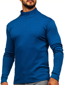 Jersey básico de cuello medio algodón para hombre azul oscuro Bolf 534