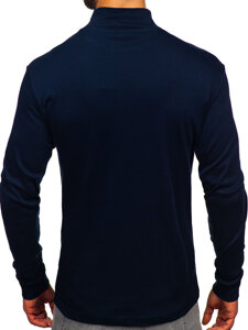 Jersey básico de cuello medio algodón para hombre azul tinta Bolf 534