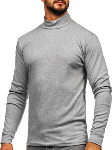 Jersey básico de cuello medio algodón para hombre gris Bolf 534