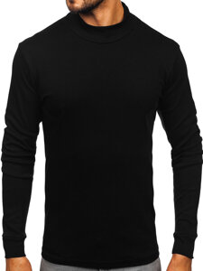 Jersey básico de cuello medio algodón para hombre negro Bolf 534