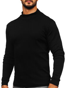 Jersey básico de cuello medio algodón para hombre negro Bolf 534