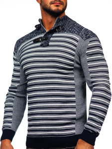 Jersey con cuello alto para hombre azul oscuro Bolf 1028