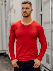 Jersey con escote de pico para hombre rojo Bolf YY03