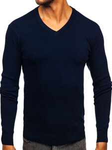 Jersey de cuello en V para hombre azul oscuro Bolf H2405