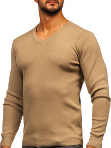 Jersey de cuello en V para hombre beige Bolf H2405