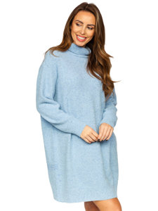 Jersey largo de cuello alto oversize para mujer azul claro Bolf J51882