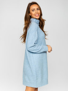 Jersey largo de cuello alto oversize para mujer azul claro Bolf J51882