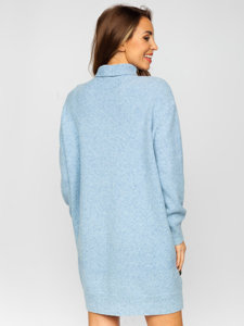 Jersey largo de cuello alto oversize para mujer azul claro Bolf J51882