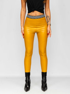 Leggings con cuero de ecológico para mujer amarillo Bolf MY16572