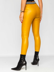 Leggings con cuero de ecológico para mujer amarillo Bolf MY16572