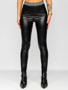 Leggings con cuero de ecológico para mujer negro Bolf MY16572