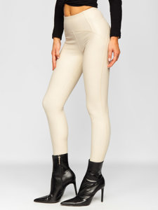 Leggings de cuero ecológico para mujer beige Bolf J51700