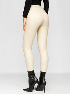 Leggings de cuero ecológico para mujer beige Bolf J51700